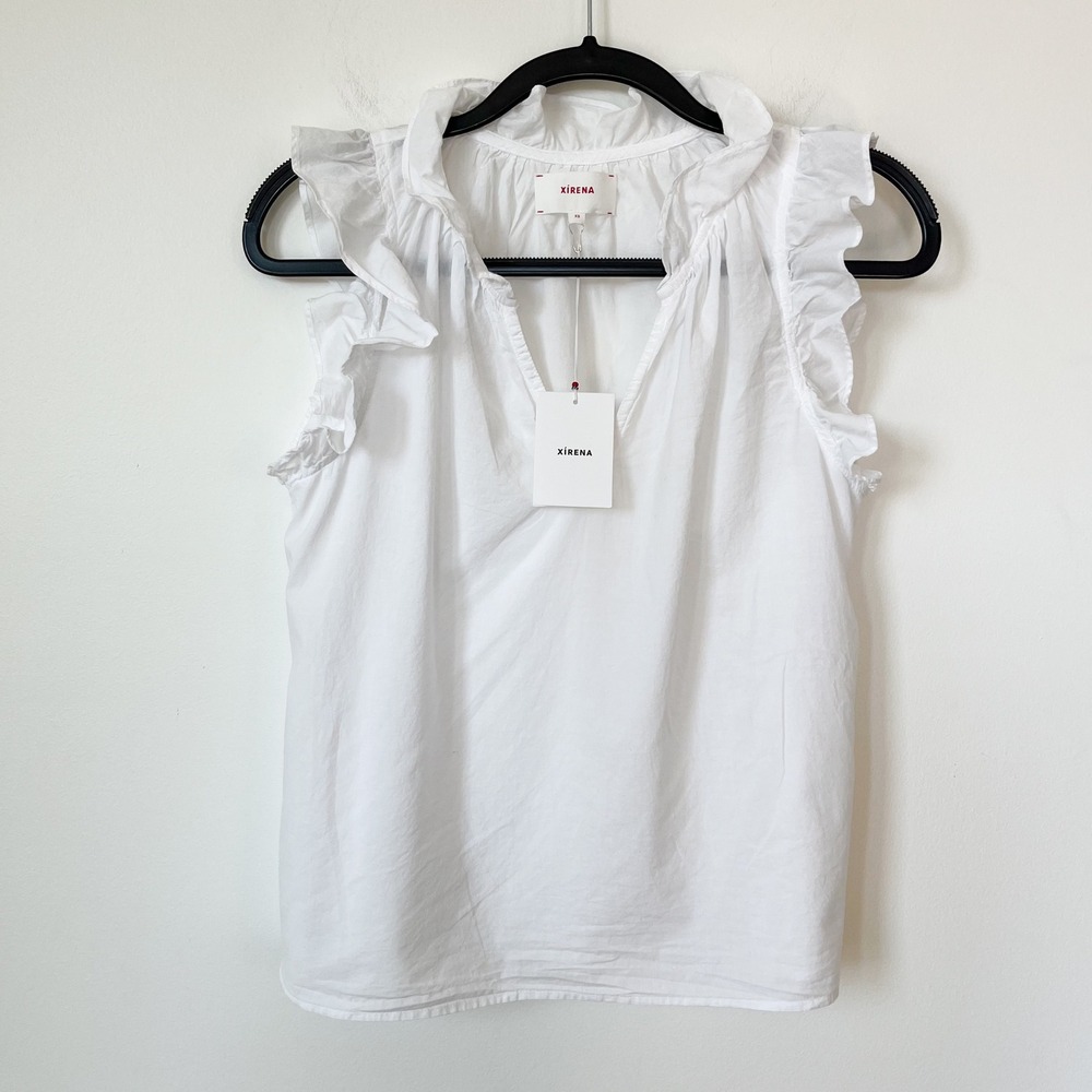 XiRENA White Ruffle Sleeve V-Neck Blouse - Picture 4 of 14